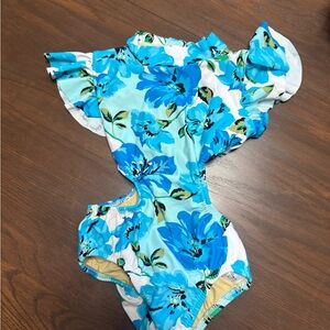 Floral Blue Kids Dance Costume